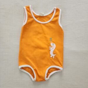 Vintage 60s Dog Applique Swimsuit 12 months